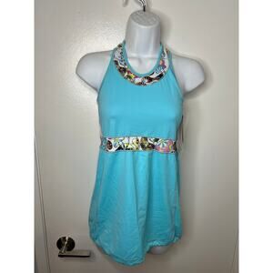 DeSoto Women's Carrera Loose Fit Cooler Triathlon Top Tahitian Blue NEW~ Size M